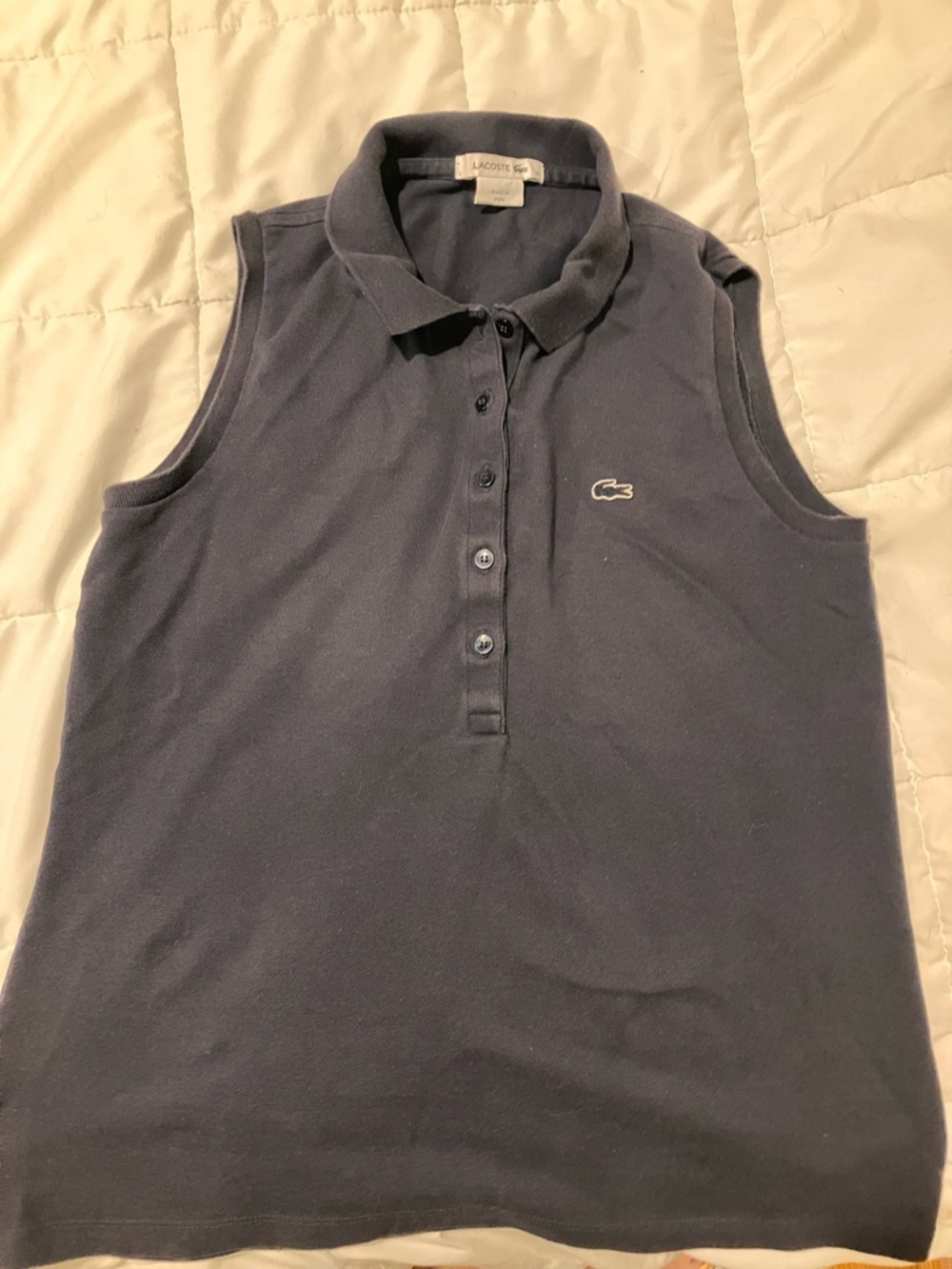 Lacoste Navy Polo Top with Signature Crocodile Tag